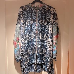 Johnny Was Blue & White Tunic
